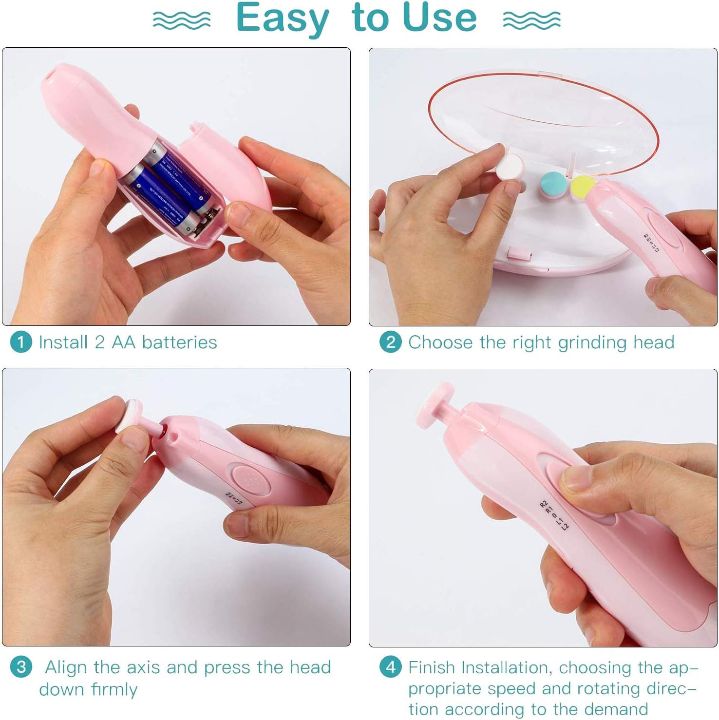 Baby Nail File Trimmer, Electric Baby Nail Clipper, 6 in 1 Baby Electric Nail File with Light, Infant Nail File - Image 5