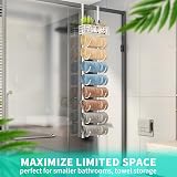 HapiRm Over Door Towel Rail 9-Tier Wall Mounted Storage Rack White view 6