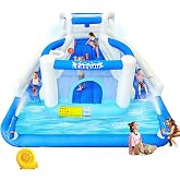 Easyair Inflatable Bounce House Water Slide, Dual Slides Bouncy Castle | Small Blow Up Water Slide For Backyard, Climbing Wall, Basketball Hoops, Included Blower