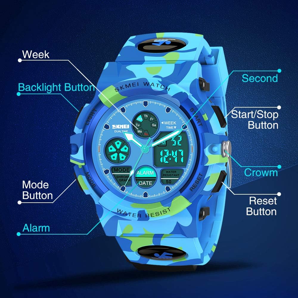 Dreamingbox Girl Birthday Presents Gifts Age 5-12, LED 50M Waterproof Digital Sport Watches for Kids Cool Toys for 5-12 Year Old Girls ZHRed MMUSPW03: Sports & Outdoors