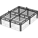 NKZ 18 Inch Queen Size Bed Frame, Metal Bed Frame & Box Spring 2 in 1 Platform with Round Corner Legs, 4000Lbs Heavy Duty Metal Frame, Mattress Slide Stopper, Headboard Hole, Noise-Free, Easy Assembly