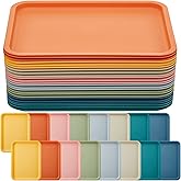Mumufy Plastic Fast Food Trays Bulk Colorful Restaurant Serving Trays Cafeteria Rectangular Plastic Serving Platter Grill for Kitchen Restaurant Coffee(Elegant Color,24 Pcs)