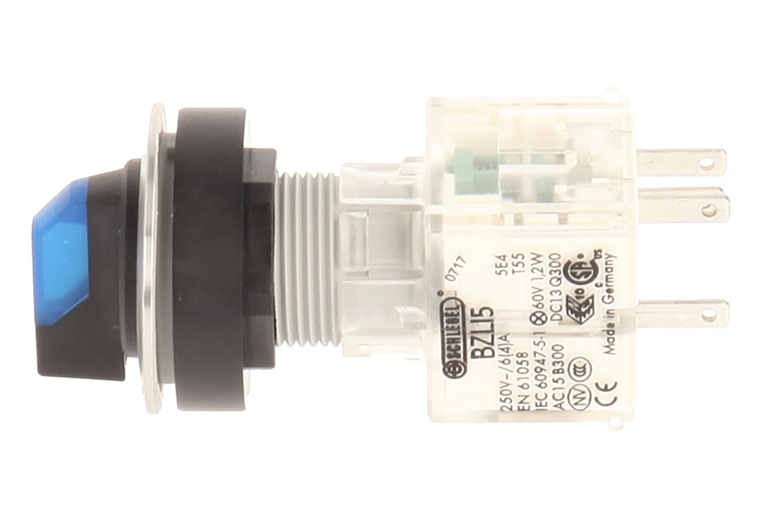 Club 23.001.331 Light 2 Positions Selector Latching Stainless Steel Contact Button Sensor LED Lamp Holder t5,5 K 1 N/O Contact 24 V - Image 3