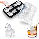 Cat Ice Cube Tray Mold - Cute Fun Ice Molds Gifts for Cat Lovers Women Men | 3D Cat Shape Cute Ice Molds for Whiskey Bourbon, 4-Hole Large Fun Shapes Themed Funny Gifts, for Cat Lovers Women Men