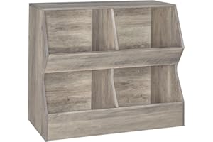 DINZI LVJ Kids Bookshelf, Toy Storage Organizer, Wooden Toy Storage Cabinet, 4 Cubby Children Bookcase, 35.4" L Toddler Book Shelf for Bedroom, Nursery, Hallway, School, Gray Wash