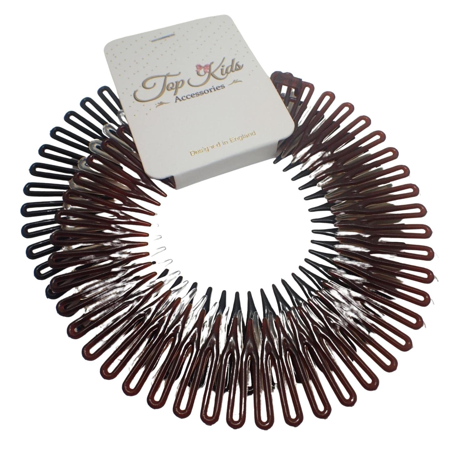 Topkids Accessories Flexi Comb Flexiband Headband - Set of 3 - Anti Snap, Durable Spider Hairband Grip Circle Headbands Zig-zag Headband Stretch Hair Comb (Black, Clear, Brown)