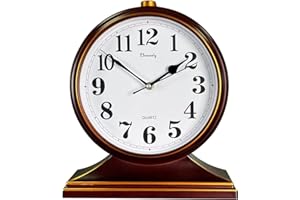 Beesealy Desk Clocks for Table Decor,Retro Mantel Clock Battery Operated for Fireplace Mantel, Living Room,Bedroom,Office,Desktop Decoration (Frosted Style)
