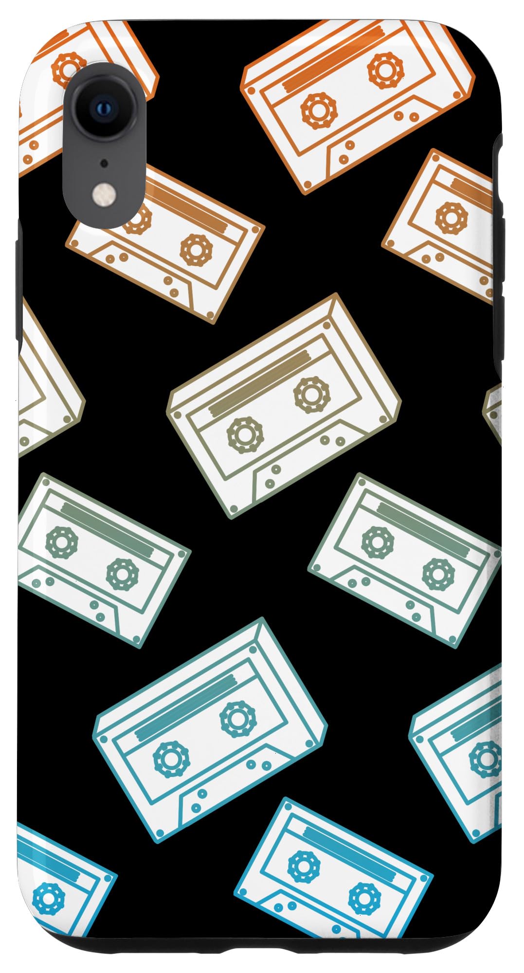 Retro Cassette Pattern Black Graphic Case for iPhone XR