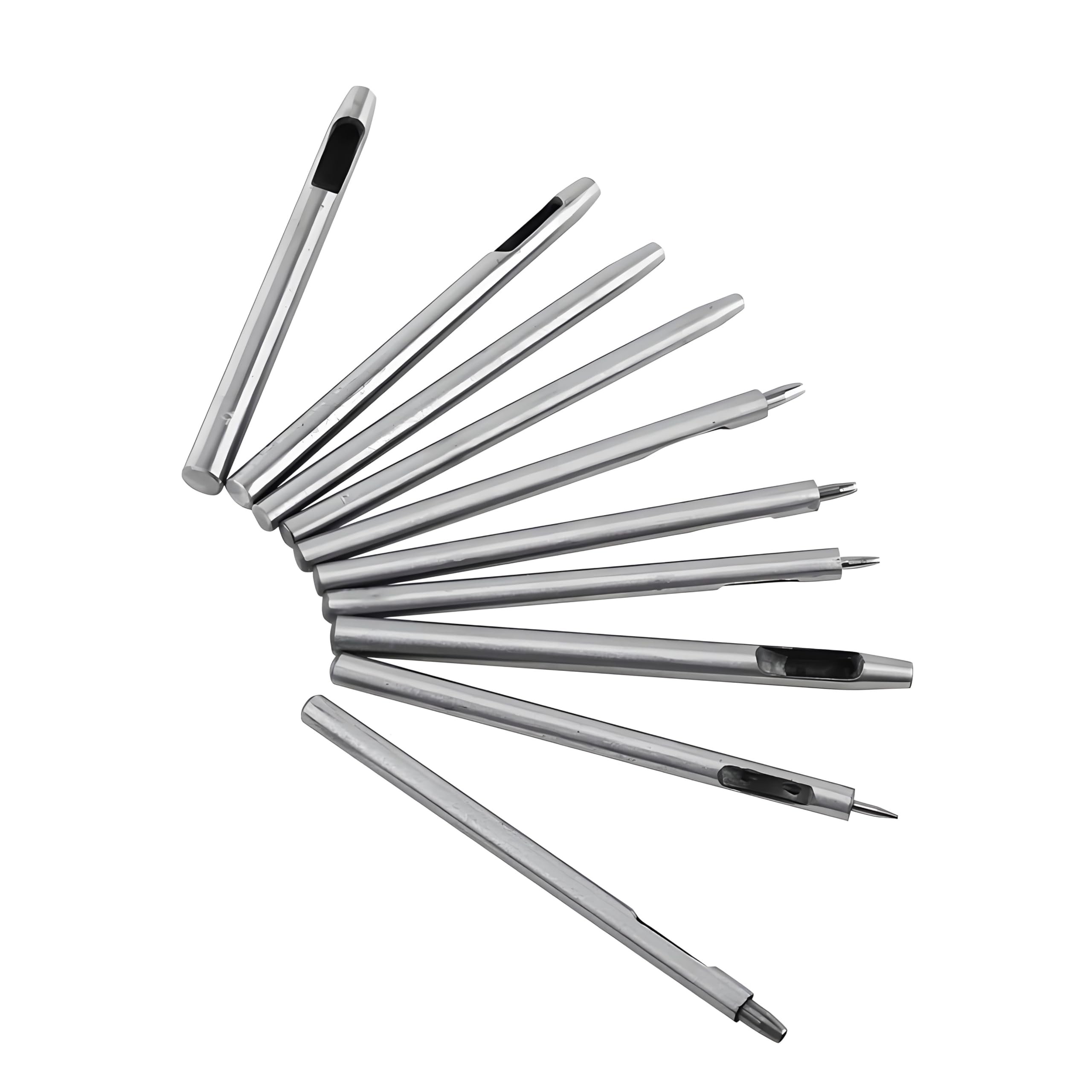 10Pcs Leather Puncher Leather Oval Hole Punch Belt Metal Punch Hole Kit Hollow Punching Cutting Cutter Tool Kit 0.5-5mm Flat Craft Punch Hollow Punches