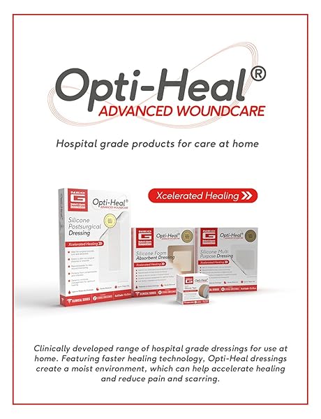 NEO G OPTI-HEAL SILICONE MULTI PURPOSE SURGICAL WOUND DRESSING– STERILE ADHESIVE BANDAGES FOR SURGICAL WOUNDS, CUTS, ABRASIONS – BARRIER ISLAND DRESSING 4X4 – ABSORBENT BREATHABLE WATERPROOF 4 PACK