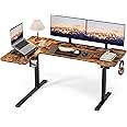 Acrolix 59" Reversiable L-Shaped Electric Standing Desk Adjustable Height Gaming Stand Up Corner Desk Sit Stand Home Office Computer Desk with Splice Board,Rustic Brown Top