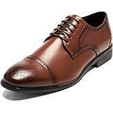 HEEZ Men's Dress Shoes, Classic Cap Toe Oxford for Men Non Slip, Comfortable Lace Up Derby Shoes for Formal Business Work Wedding Office Prom