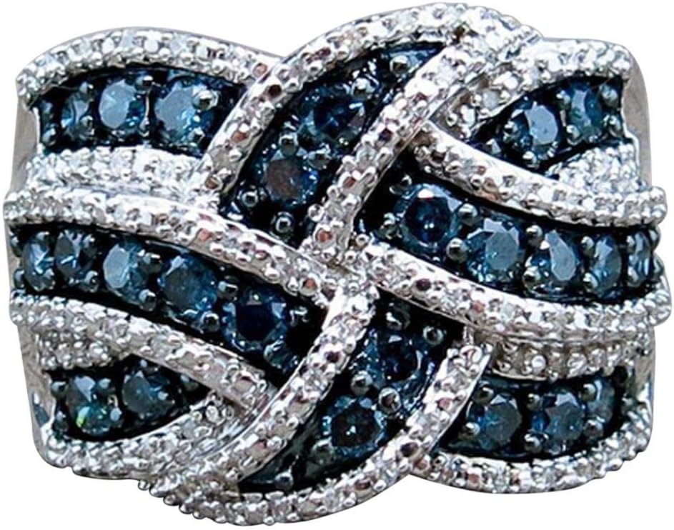 WensLTD Exquisite 925 Silver White Sapphire Ring Wedding Engagement Bridal Jewelry Rings for Womens Girls