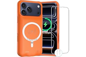 ZUEUS Battery Case for iPhone 17 Pro, 10000mAh Rechargeable Portable Charging Case with Wireless Charging Compatible for iPhone 17 Pro (6.3 inch) with Carplay Extended Battery Pack Charger Cover (Orange)