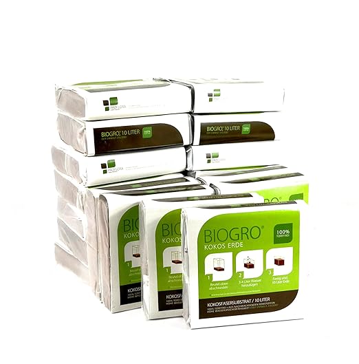 proflora GmbH BIOGRO 20er-Set Kokos-Blumenerde - im Quellbeutel - ergibt 20 x 10 L (20)