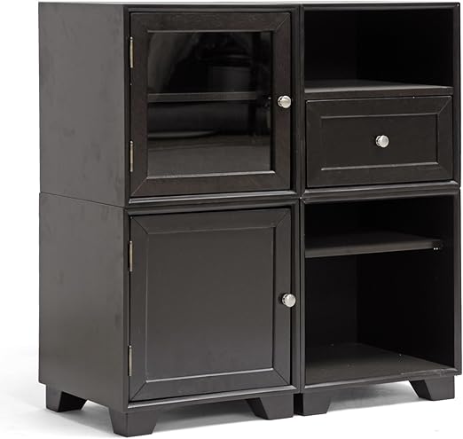 Amazon Com Baxton Studio Alaska Modular Storage Cabinet Dark Brown Home Kitchen