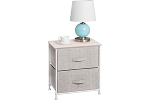 mDesign Small Storage Dresser End/Side Table Night Stand with 2 Removable Fabric Drawers - Organizer for Bedroom, Living Room, Closet - Hold Clothes, Linens, Accessories, Lido Collection, Linen/Tan