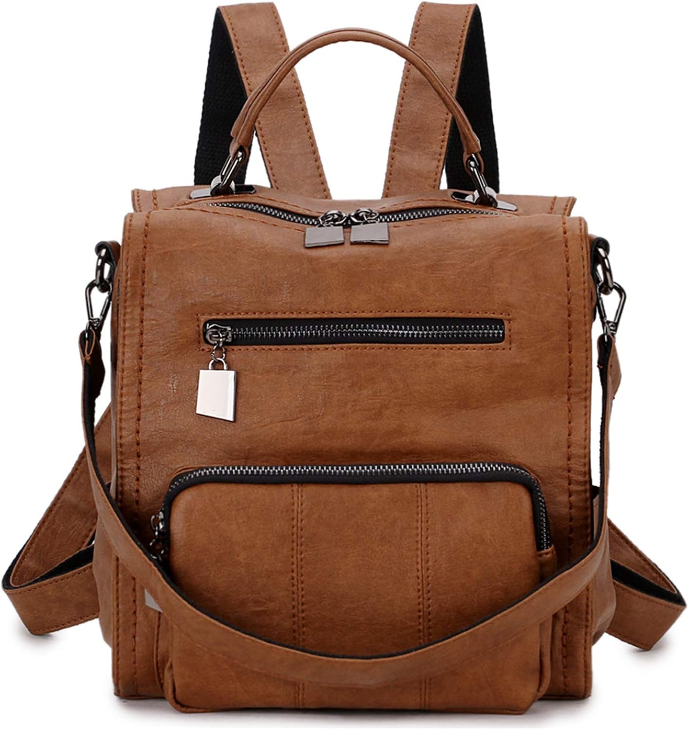 Women Backpack,Small PU Leather Backpack Fashion Ladies Backpacks Rucksack 3 Way Casual Schoolbags Brown(Size:S)