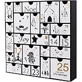 Juegoal Advent Calendar, 11.8'' Black Wooden Advent Calendars with 25 Storage Drawers Countdown to Christmas 2025, Christmas Advent Holiday Decor