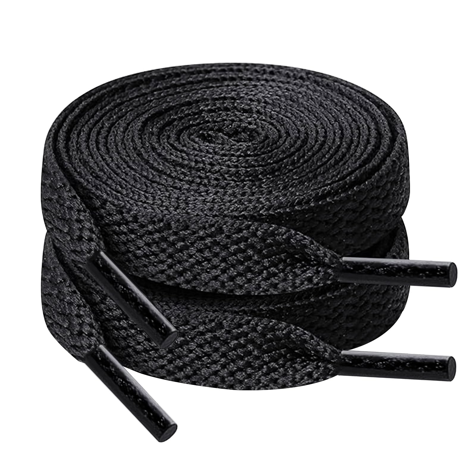 YOLCAR 120cm/47inch Flat Shoe Laces for Sneakers, Sturdy Polyester with Non-Fray Tips, Ideal for Various Wear and Bags, Black