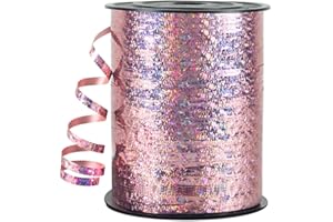 HimBen 500 Yards 3/16" Shiny Laser Curling Ribbon Pink, Metallic Balloon String 1 Roll for Gift Wrapping, Glitter Curly Balloon Ribbon for Birthday Wedding Party Festival Decoration, Valentine's Day