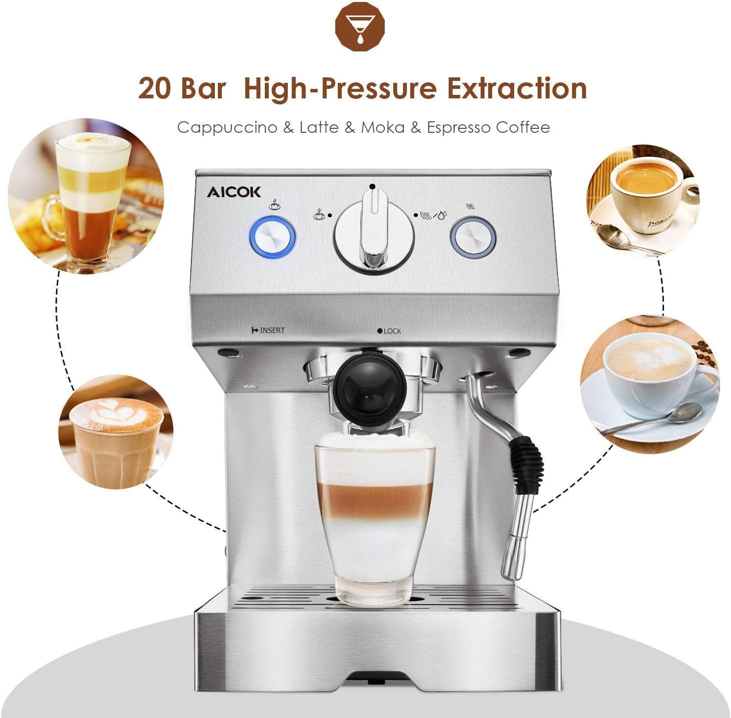 Aicok cafetera espresso | Las cafeteras más completas del mercado.
