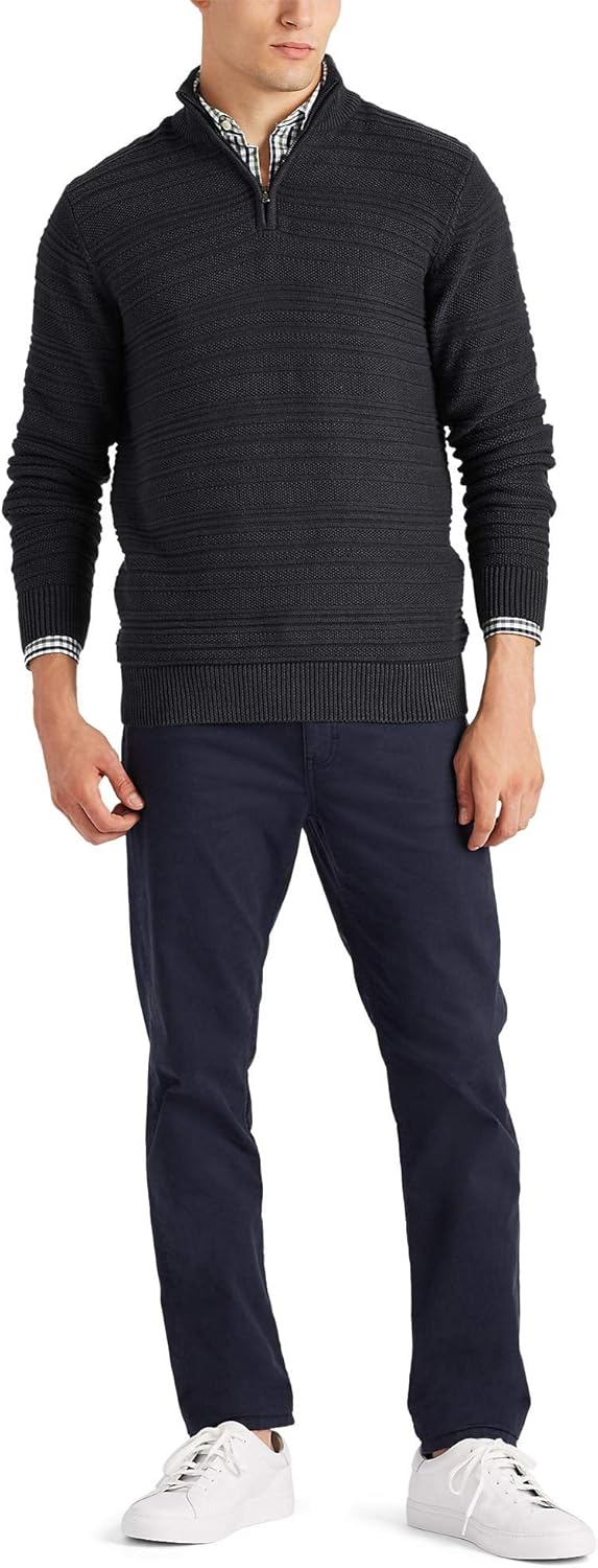 Chaps Men's Classic Fit Textured Quarter Zip Sweater at Amazon Men’s