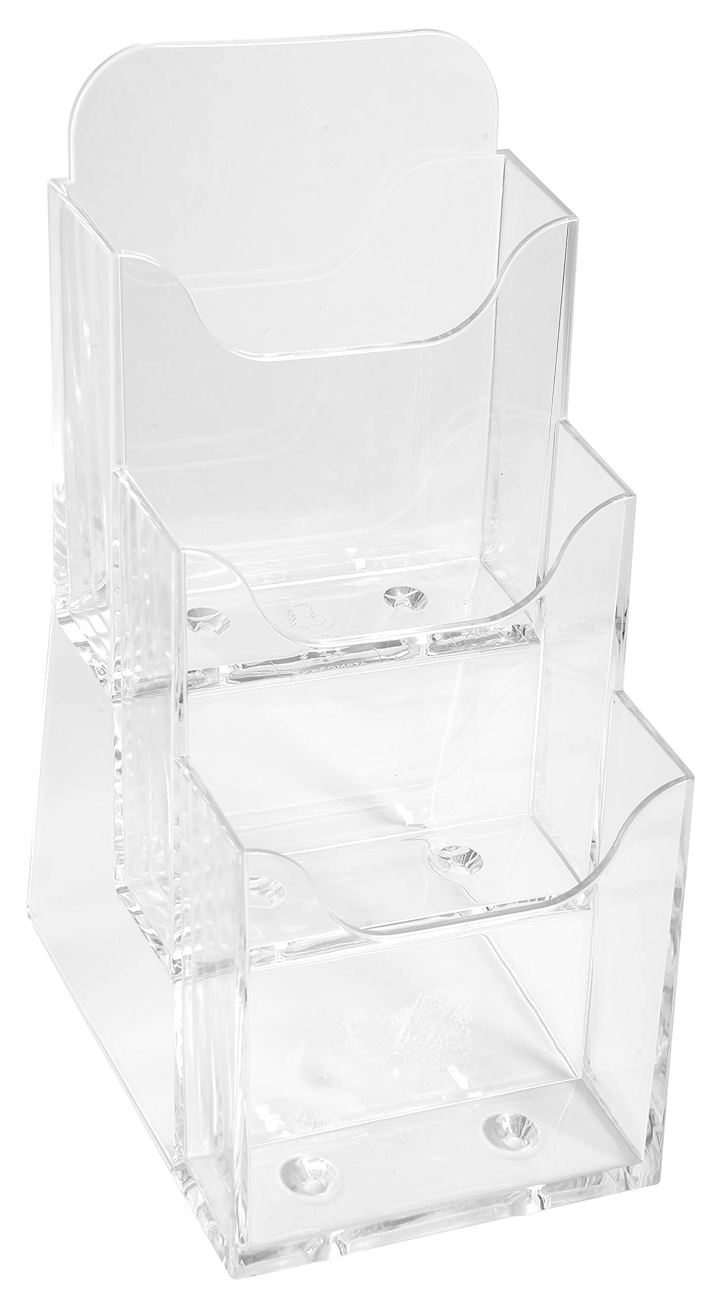 Exacompta - Ref. 73158D - 1 flyer dispenser on table - 3 compartments - Monobloc - Dimensions: Prof.11.2 x width.11.5 x Height.21.8 cm - Format to file DL-10x21 cm - Crystal — image 1