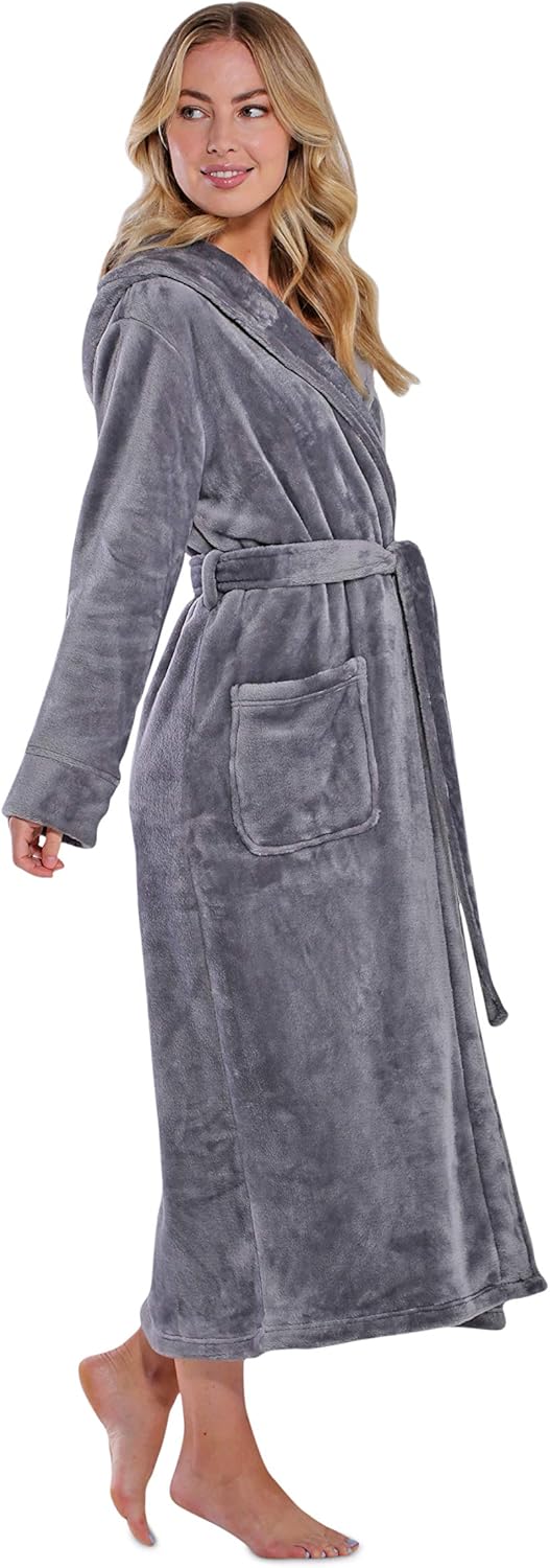 Women's Plush Soft Warm Fleece Bathrobe, Comfy Womens Robe at  Women’s Clothing store