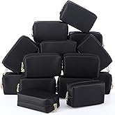 Kigeli 15 Pcs Aesthetic Makeup Bags PU Leather Cosmetic Pouches Waterproof Plain Toiletry Bags Makeup Pouches Bulk for Women Party Gift Travel Storage Organizer (Black)