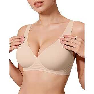OEAK Womens Jelly Bras Wireless Deep V Bralette Comfy Push Up Tshirt Bras | Comfortable,support and lift,no underwire,bralett