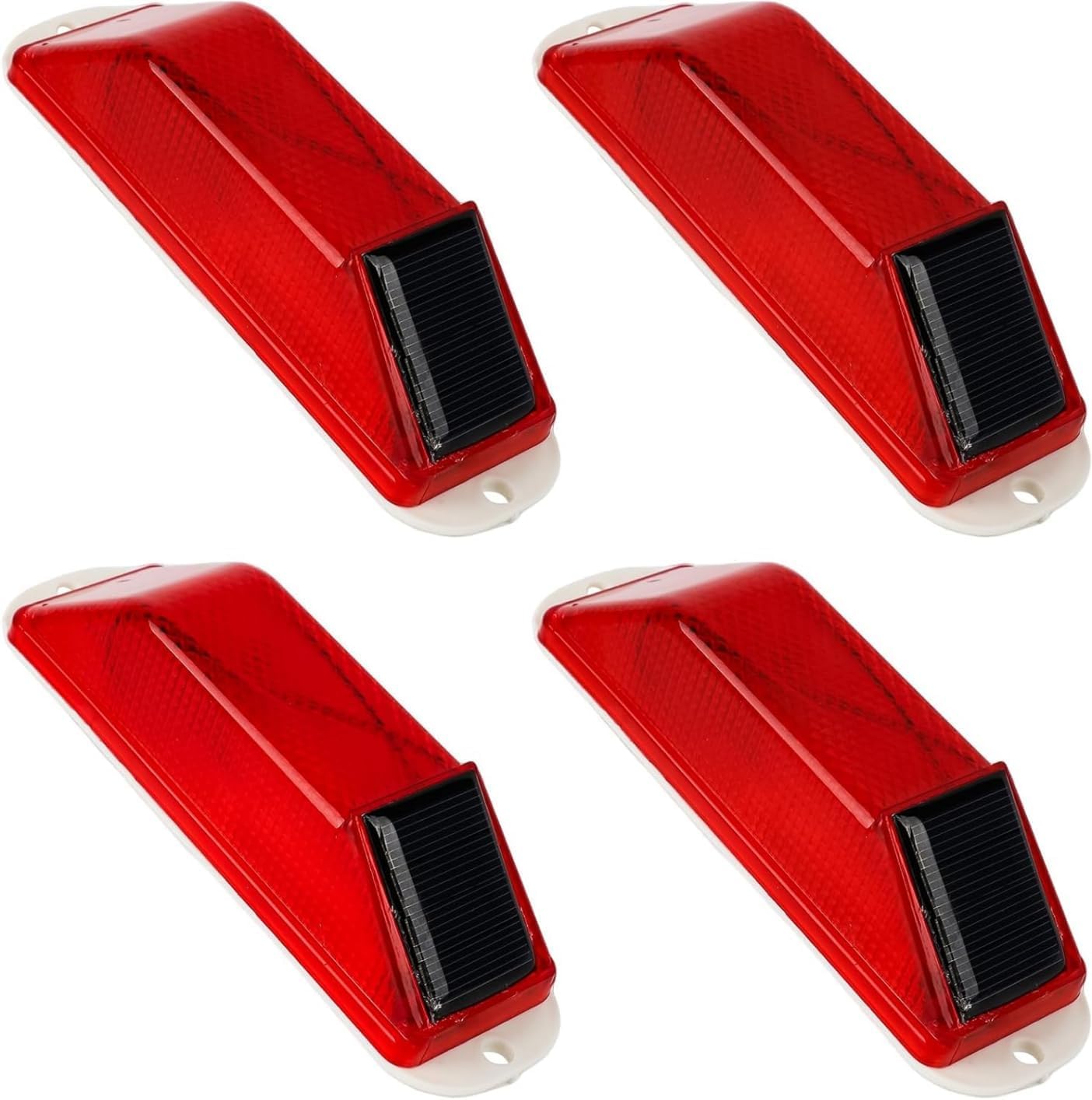Photo 1 of Solar Strobe Warning Light 4-Pack –Traffic Light Super Bright LED Flashing Beacon, Solar Powered Light-Control Warning Lamps, IP54 Waterproof Barricade Flashing Lights for Construction Safety (Red)
