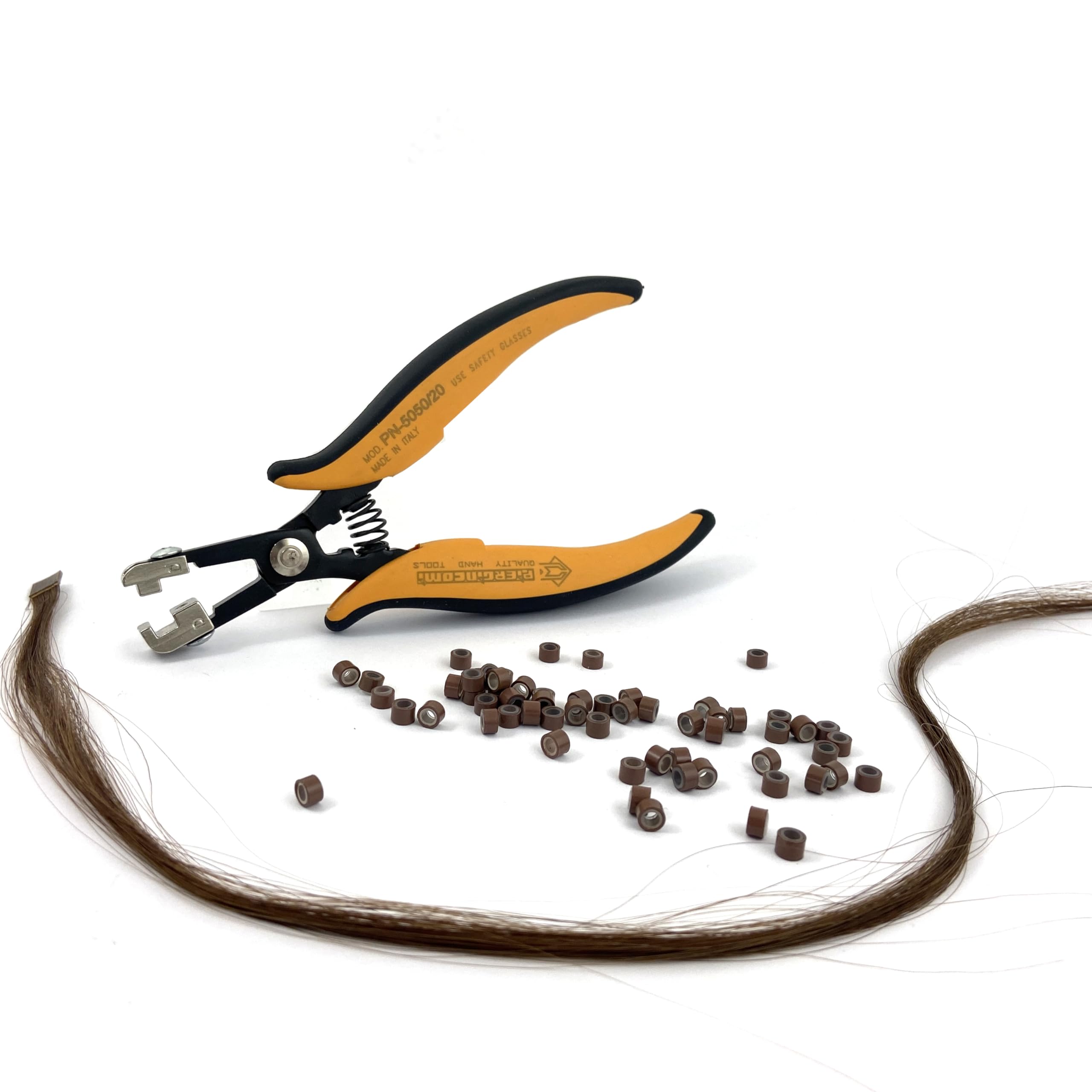 Piergiacomi - PN5050-20 Pliers for applying Extensions - Length 155 mm - Hollow Size 5 mm - Suitable for Large/Medium Extensions - Orange - Made in Italy