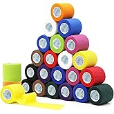 OK TAPE Self Adherent Cohesive Bandages Wrap 24Packs, Non-Woven Self Adhesive Athletic Sports wrap Tape, Vet Wrap Bandages Tape, for Thumb Finger Wrist Ankle (Mix)