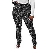 SHINFY Women's Rhinestone Jeans Skinny Ripped Stretch Jeans Slim Fit Butt Lifting Y2K Glitter Sparkly Denim Pants