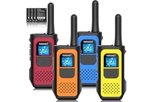Walkie Talkies, NXGKET 4 Pack Long Range Two-Way Radios NOAA Weather Alert with Rechargeable Li-ion Battery USB-C Cable for Adults Camping Hiking