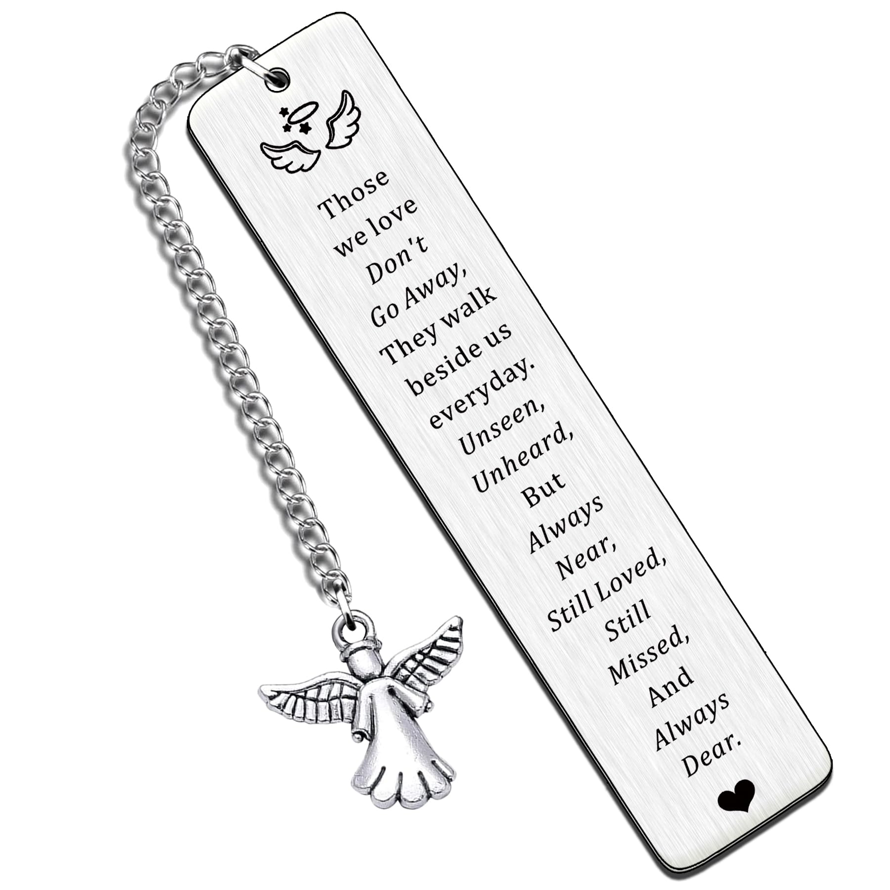 HULALA Memorial Bookmark Sympathy Gifts for Loss of Mum Dad Friends Those We Love Don't Go Away They Walk Beside Us Everyday Angel Book Mark