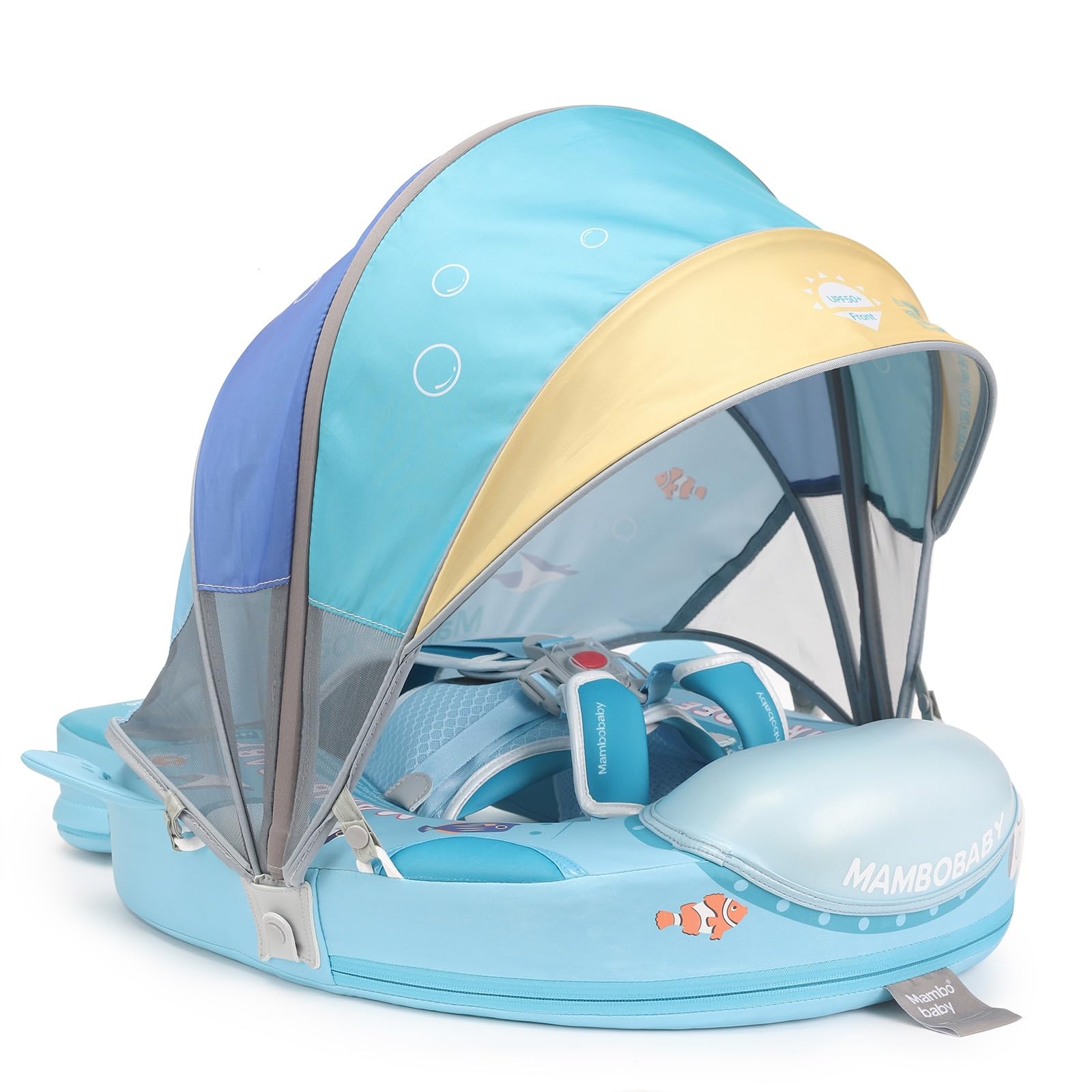 Photo 1 of 2026 Upgread Mambobaby Float with Canopy, Non Inflatable Solid Baby Swim Float, Upgrade Soft Skin-Friendly Fabric Material Infant Pool Float, Smart Swim Trainer for Infant Toddler 3-24 Months