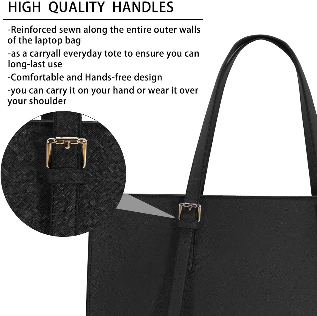 Laptop Bag for Women Waterproof Lightweight Leather 15.6 Inch Computer Tote Bag Business Office Briefcase Large Capacity Handbag Shoulder Bag Professional Office Work Bag Black: Electronics