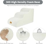 Nepfaivy 3-Step Dog Steps for Bed Non-Slip Foam Cover Beige 60x40x40cm view 3