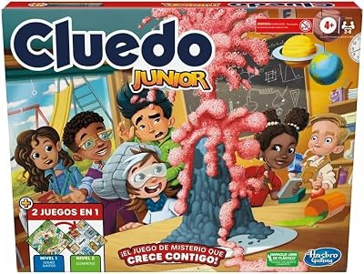 Cluedo Junior, Juego de Mesa 2 en 1, Diversión con Amigos y Familia, Regalo para Niños y Niñas a Partir de 4 Años, Juguete de Detectives, Tablero de Colegio