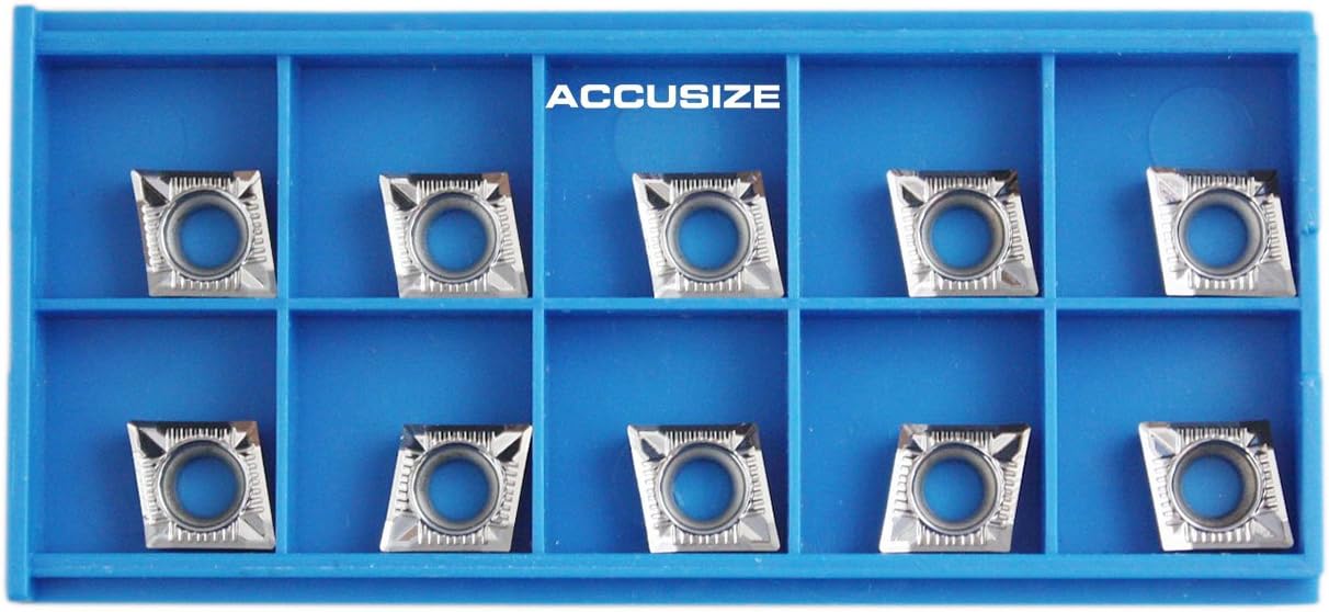 Accusize Industrial Tools Ccgt32.51-Ak-H01 Uncoating Carbide Inserts, 10 Pcs, for Machining Aluminum, Akh01x10