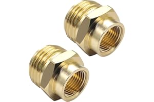 Hooshing 2PCS Garden Hose Adapter 3/8" NPT Female to 3/4" GHT Male Thread Brass Garden Hose to Pipe Fittings Connect