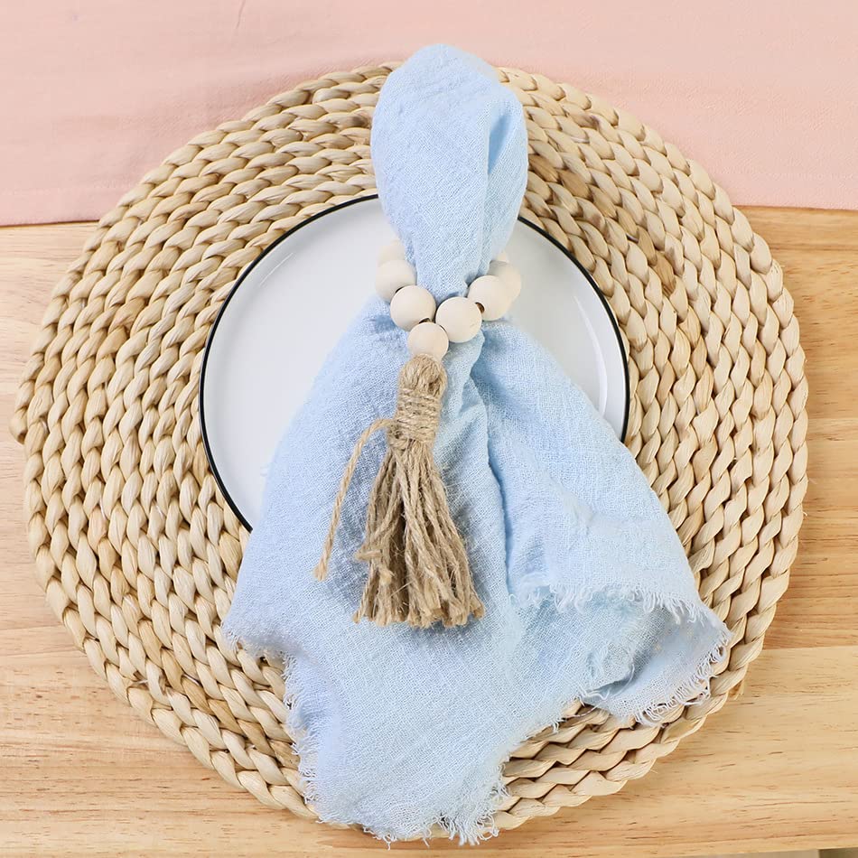 Dloapesy Cheesecloth Napkins - Set of 6, Weddings & Dinner Parties, Everyday Use, Hand Dyed 100% Cotton (Baby Blue, 42cm*42cm)