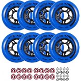 Rollerex VXT500 Inline Skate Wheels &ndash; 8-Pack with Bearings, Spacers and Washers - Durable Replacement Roller Blade Wheels for Indoor &amp; Outdoor Skating