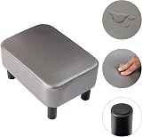 IBUYKE 16.54 Inch Small Footstool PU Leather Ottoman Gray RF-BD211-C view 5