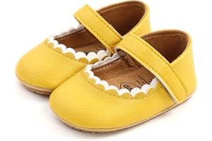 AKINGIO Baby Girls Mary Jane Flats Shoes with Non-Slip Soft Sole Toddler First Walkers Newborn Princess Dress Shoes