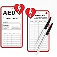 AED Inspection Tags, 25 Pack AED Yearly Monthly Inspection Tags with Zip Ties, 30 mil Plastic AED Service Maintenance Checks Tags, OSHA Tearproof Waterproof AED Inspection Record Cards