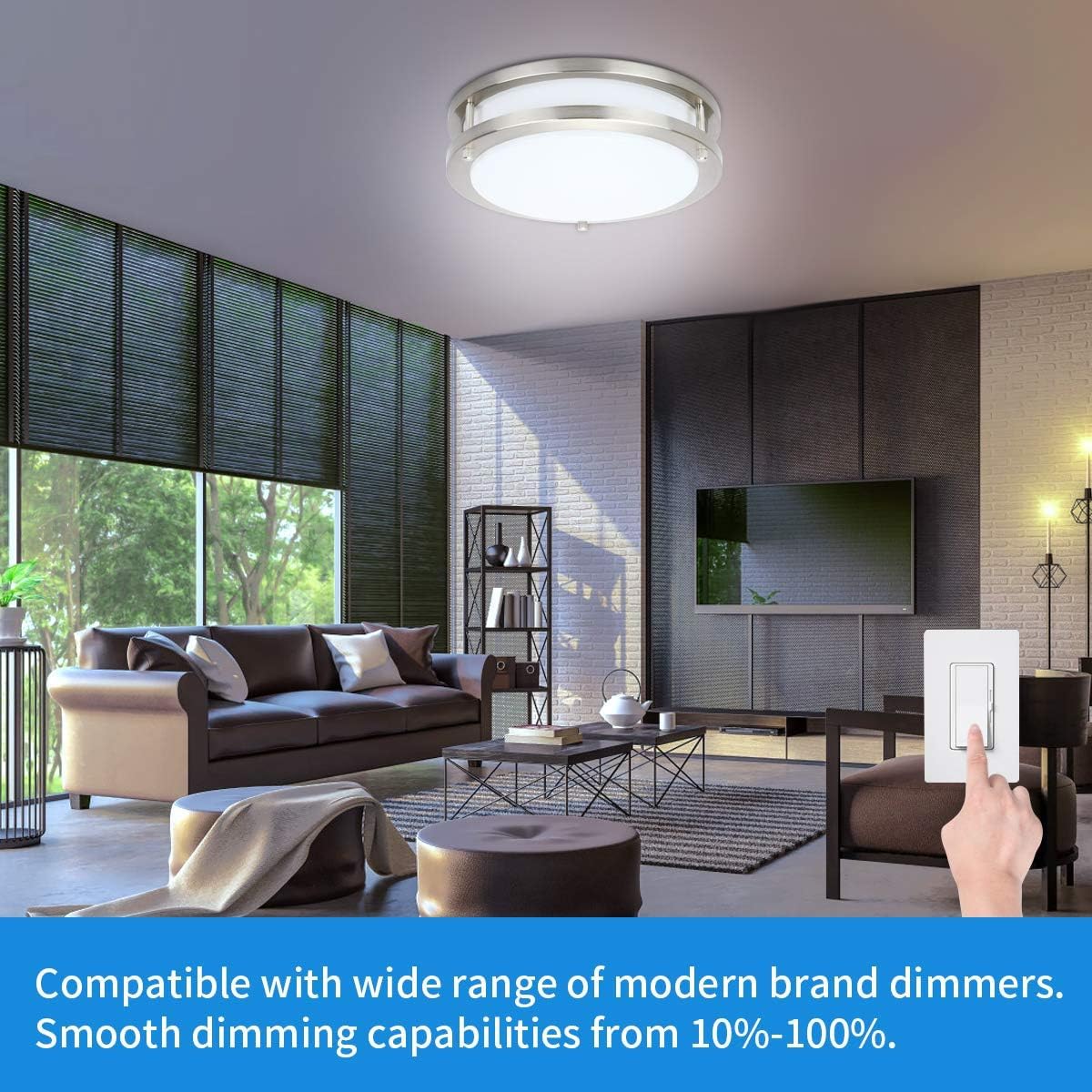 42W Dimmable LED Ceiling Light Fixture, Flush Mount