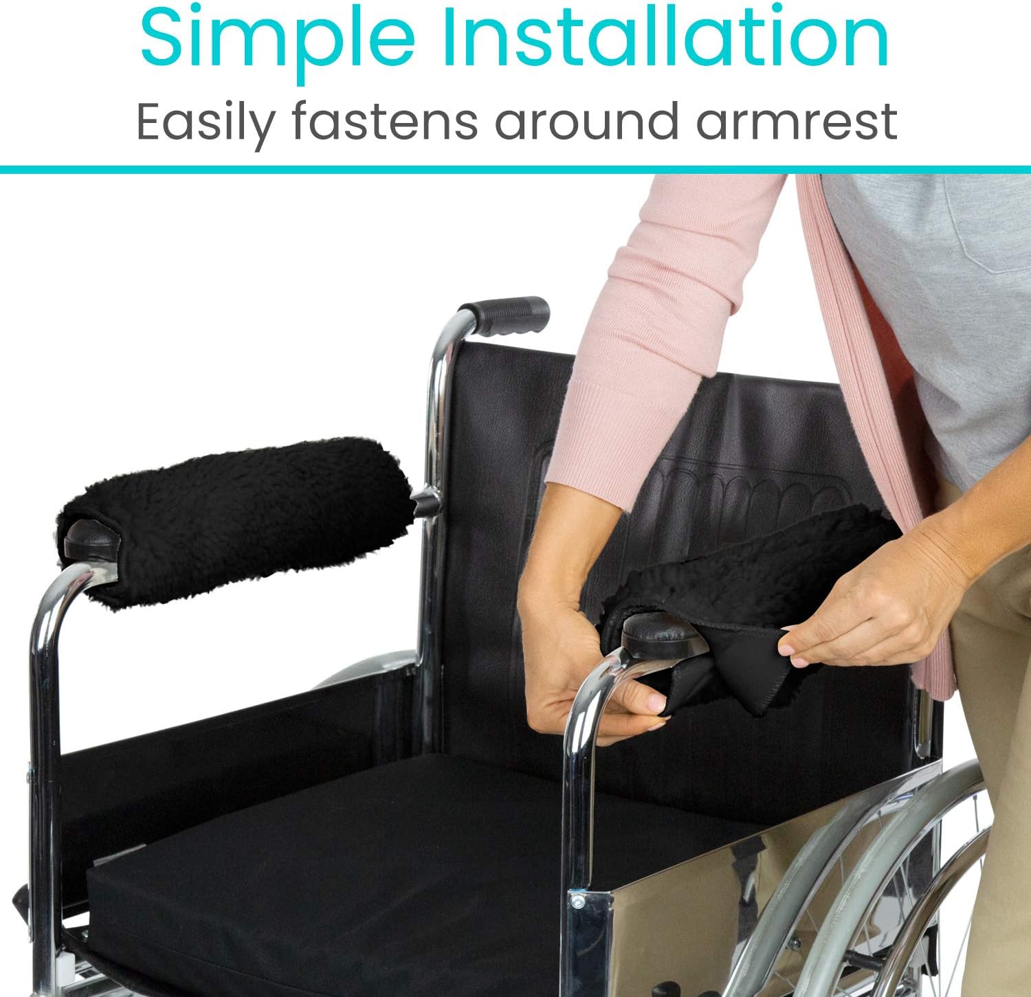 Vive Wheelchair Armrest Cover (Pair) - Memory Foam Sheepskin Pad for Office & Transport Chair - Soft Support Cushion Accessories for Padded Arm Rest, Kids, Adults - Comfort Padding Pressure Relief: Home & Kitchen
